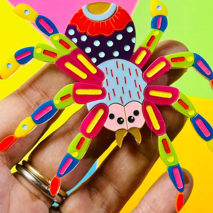 Mexican Folk Art Collection - Alebrije Spider Acrylic Brooch by Makokot Design