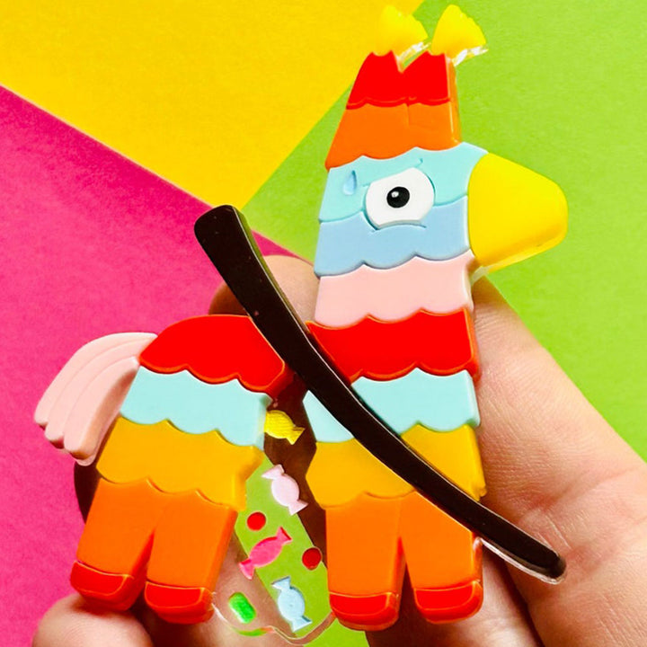 Mexican Folk Art Collection - Colourful Pinata Acrylic Brooch + Earrings by Makokot Design