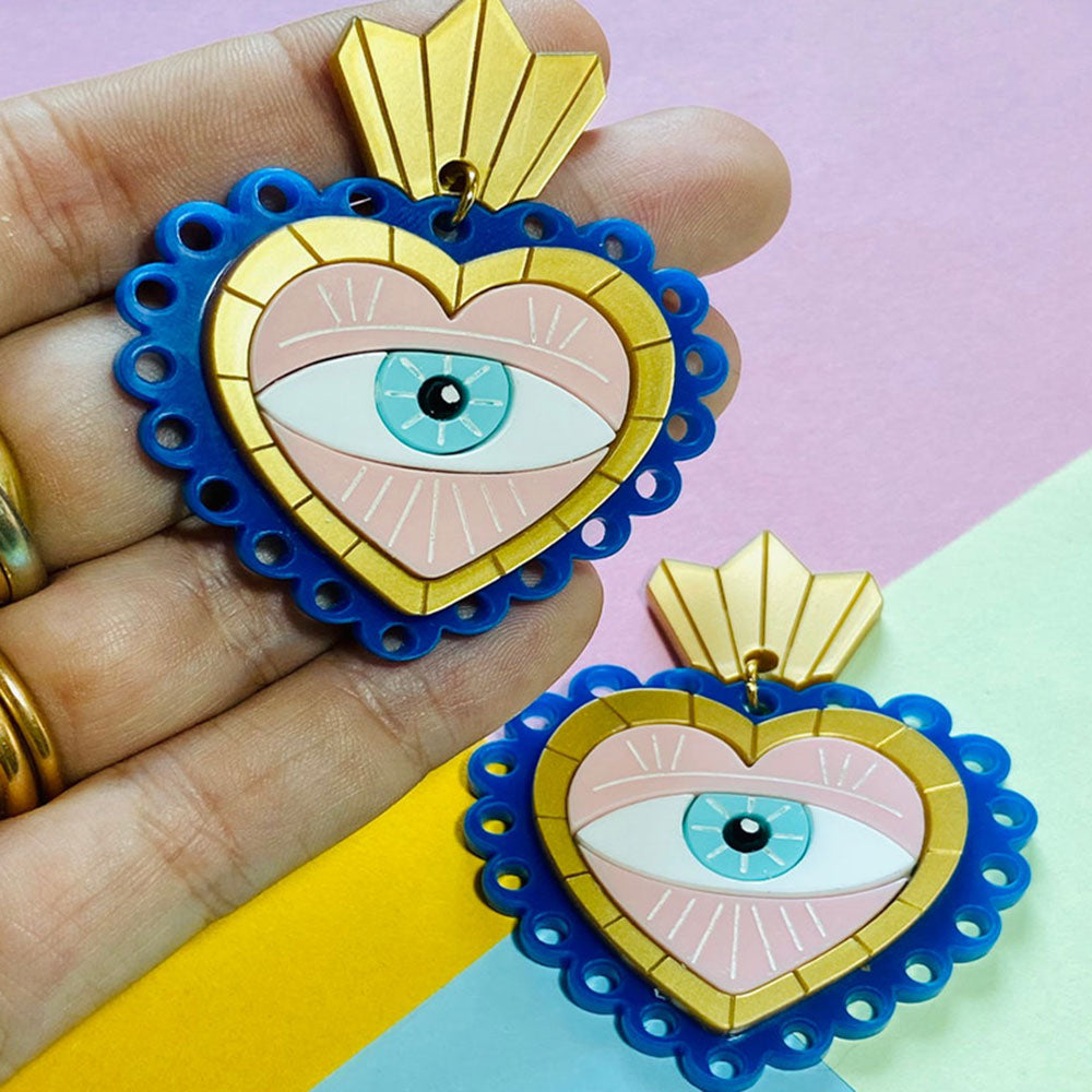 Mexican Folk Art Collection - Milagros with Eye Acrylic Earrings by Makokot Design