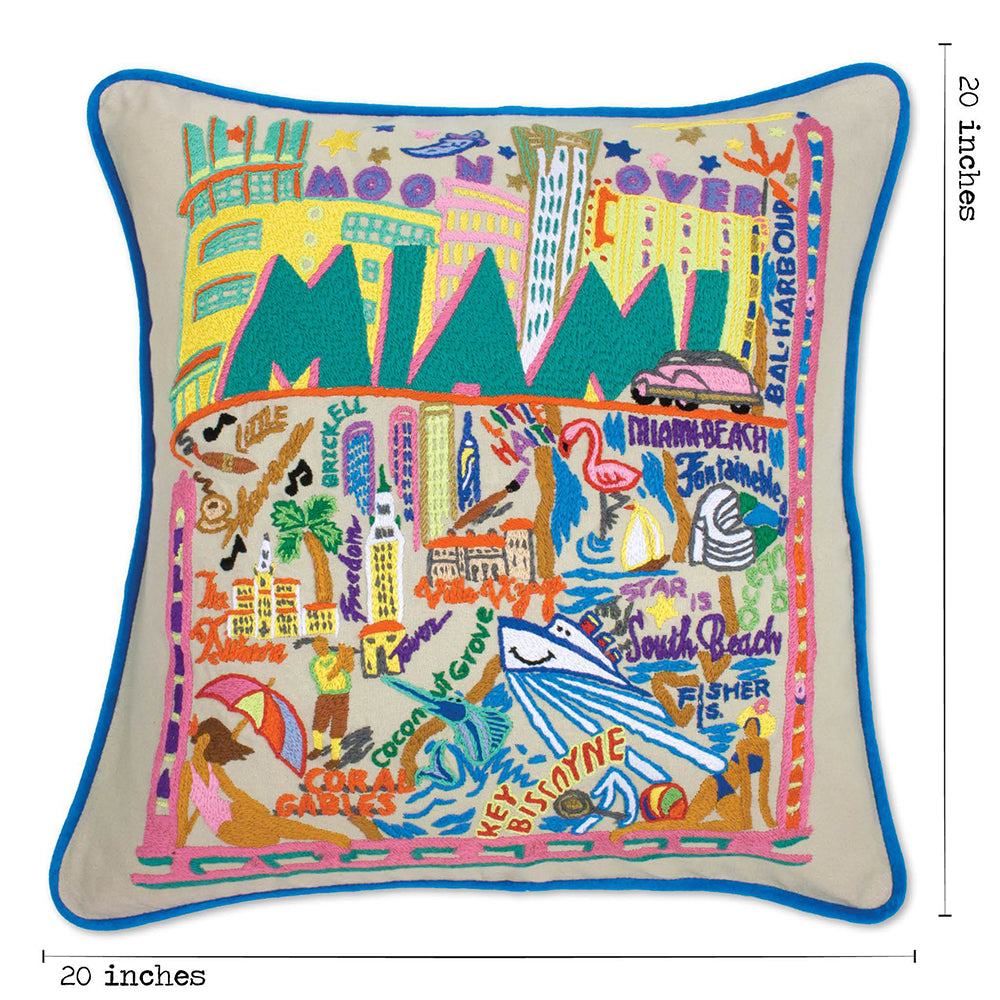 Miami Hand-Embroidered Pillow