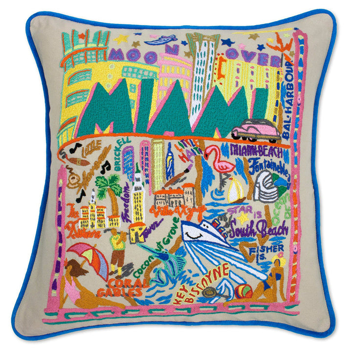 Miami Hand-Embroidered Pillow