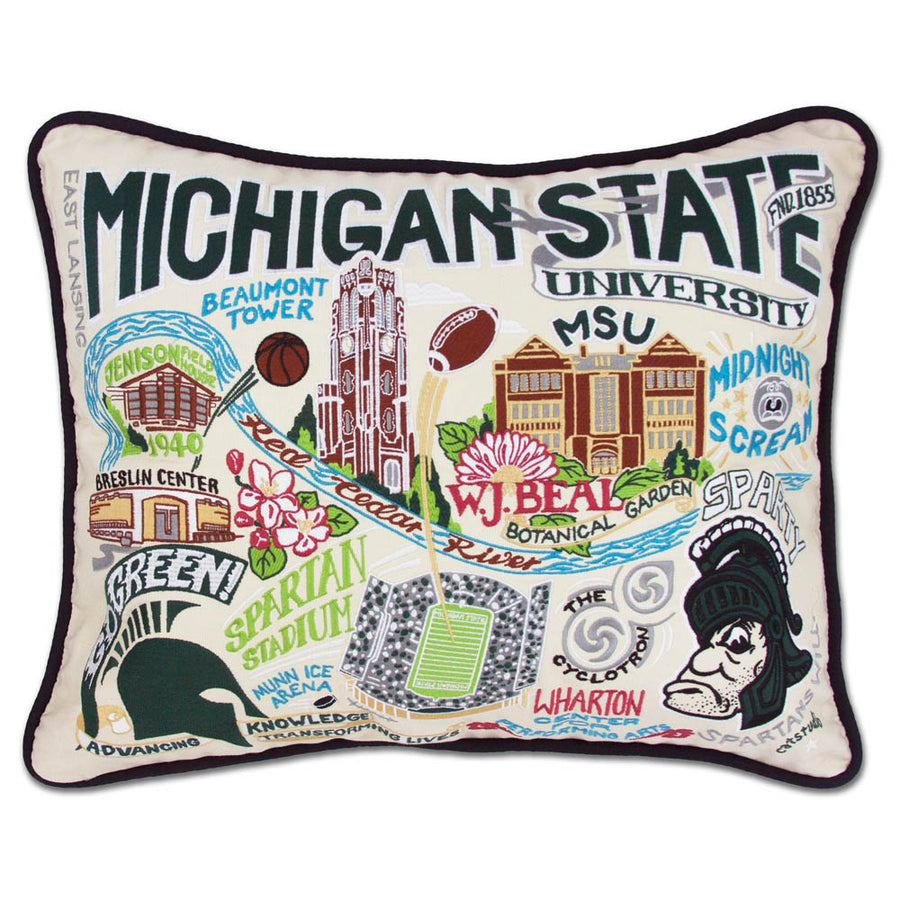 Michigan State University Collegiate Embroidered Pillow by CatStudio