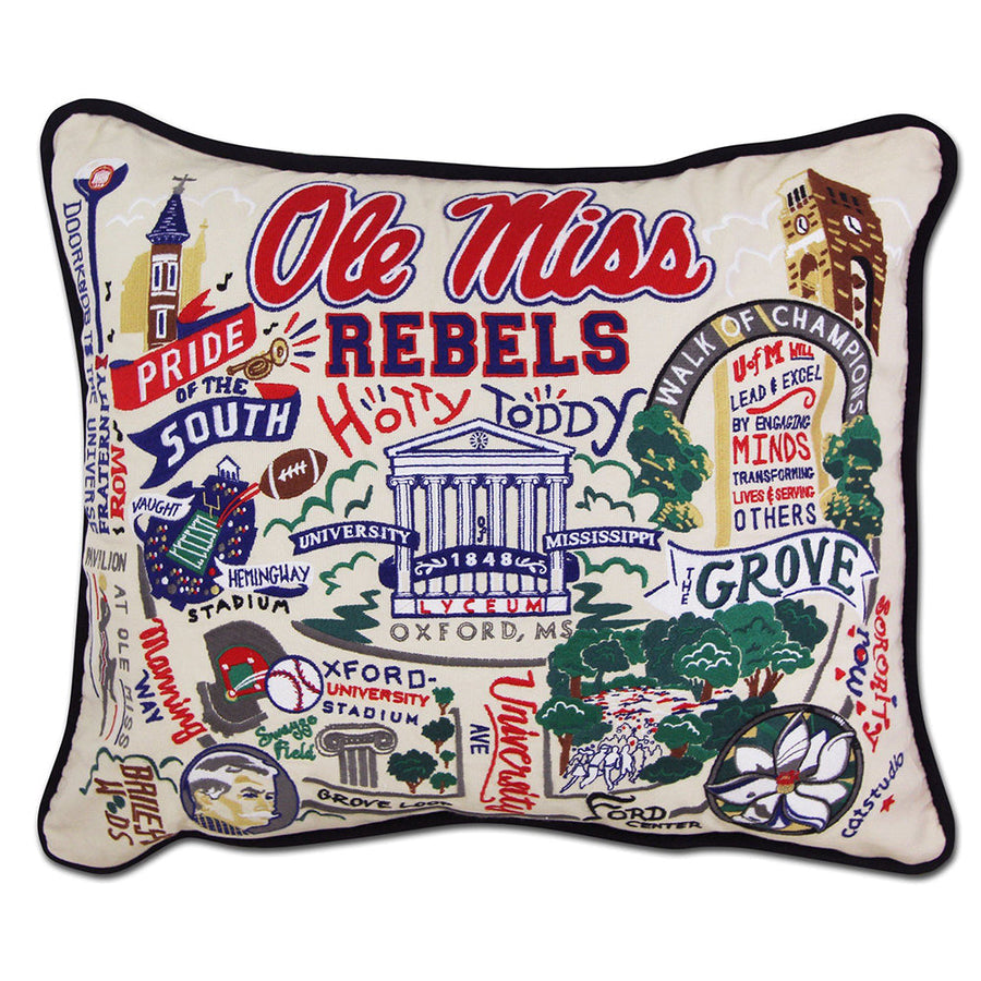 Mississippi, University of (Ole Miss.) Collegiate Hand-Embroidered Pillow