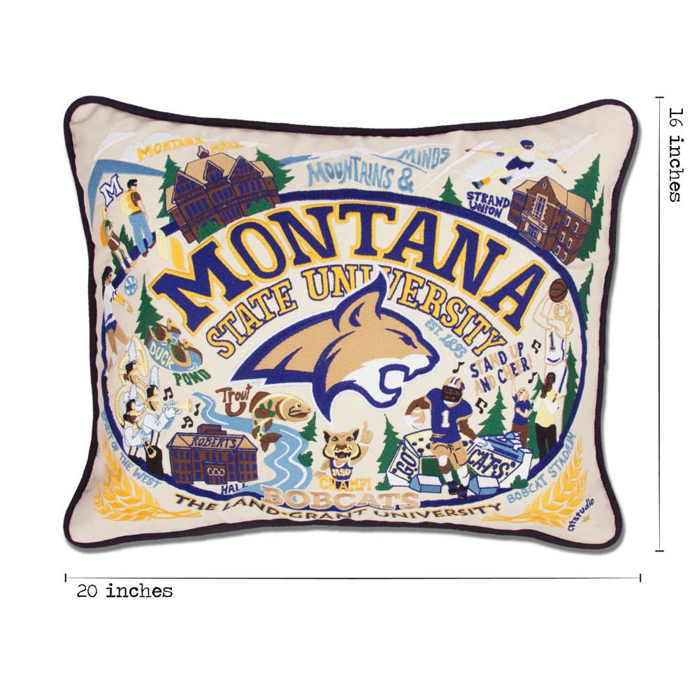 Montana State University Collegiate Embroidered Pillow by CatStudio