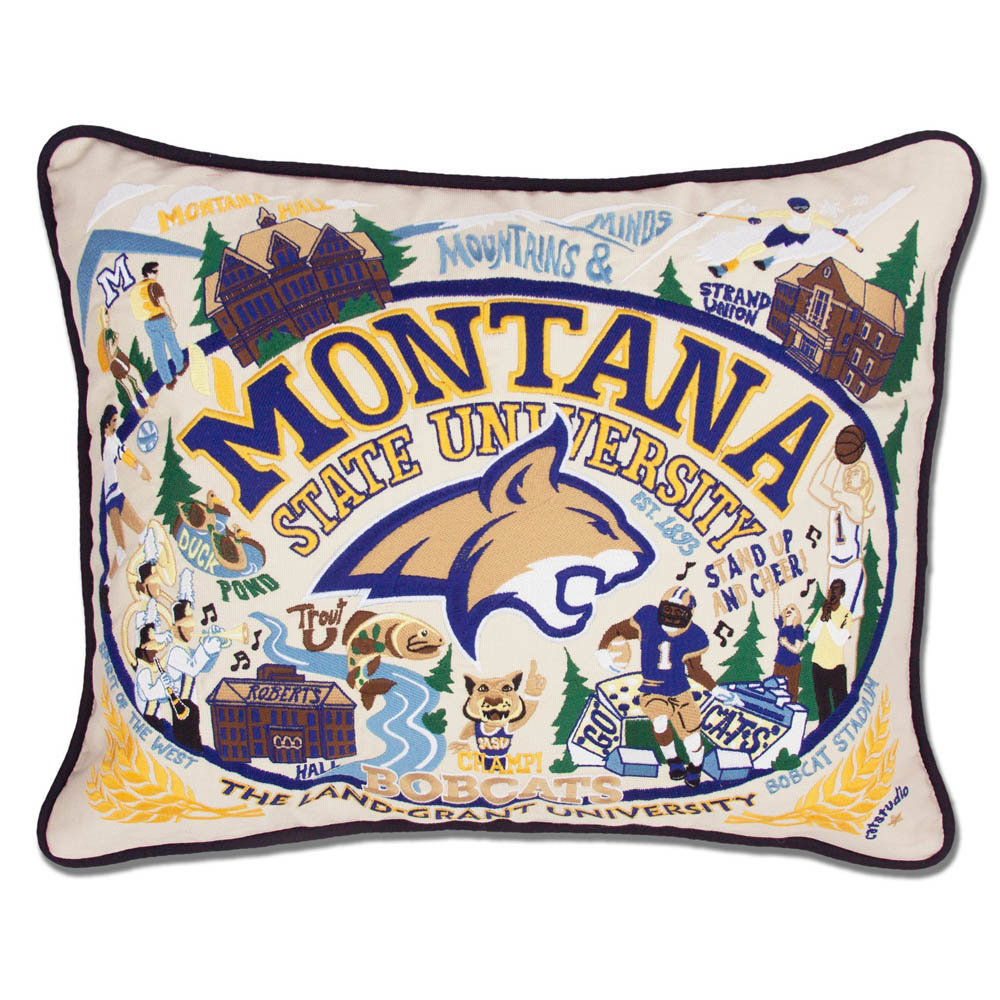 Montana State University Collegiate Embroidered Pillow by CatStudio