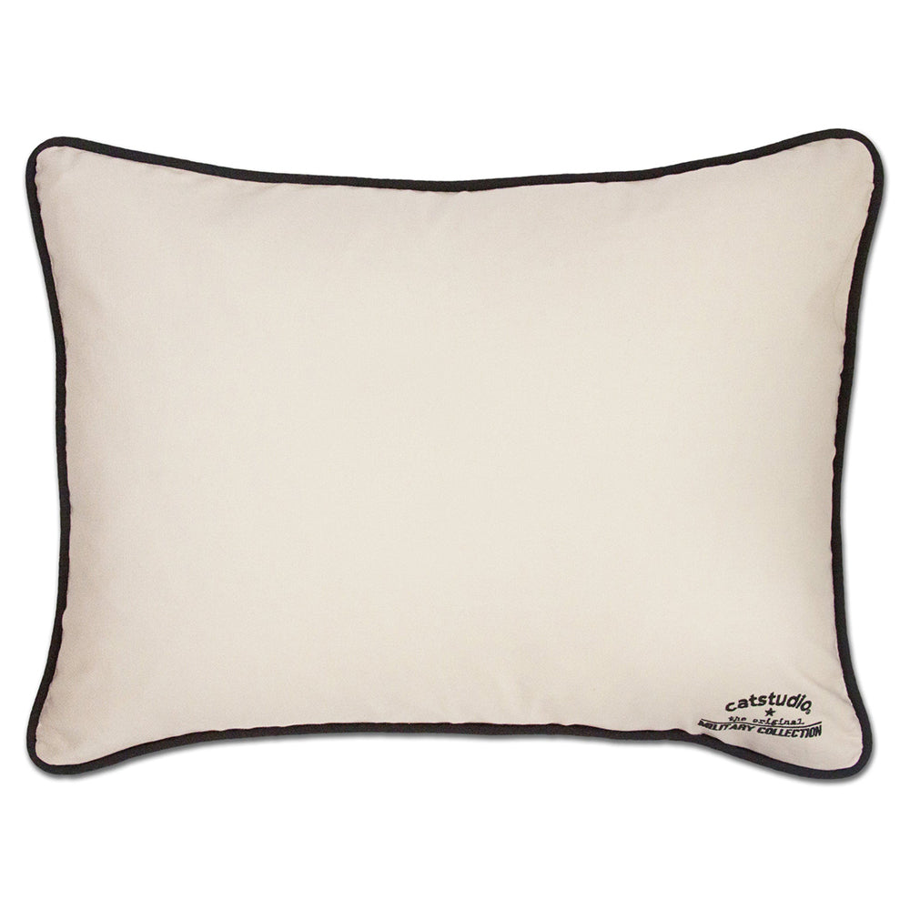 Navy Large Hand-Embroidered Pillow