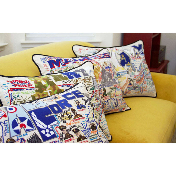Navy Large Hand-Embroidered Pillow