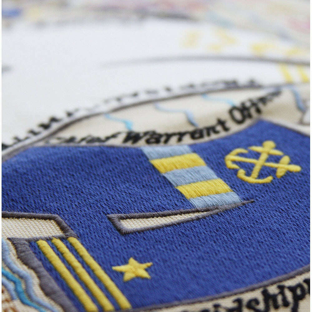 Navy Large Hand-Embroidered Pillow