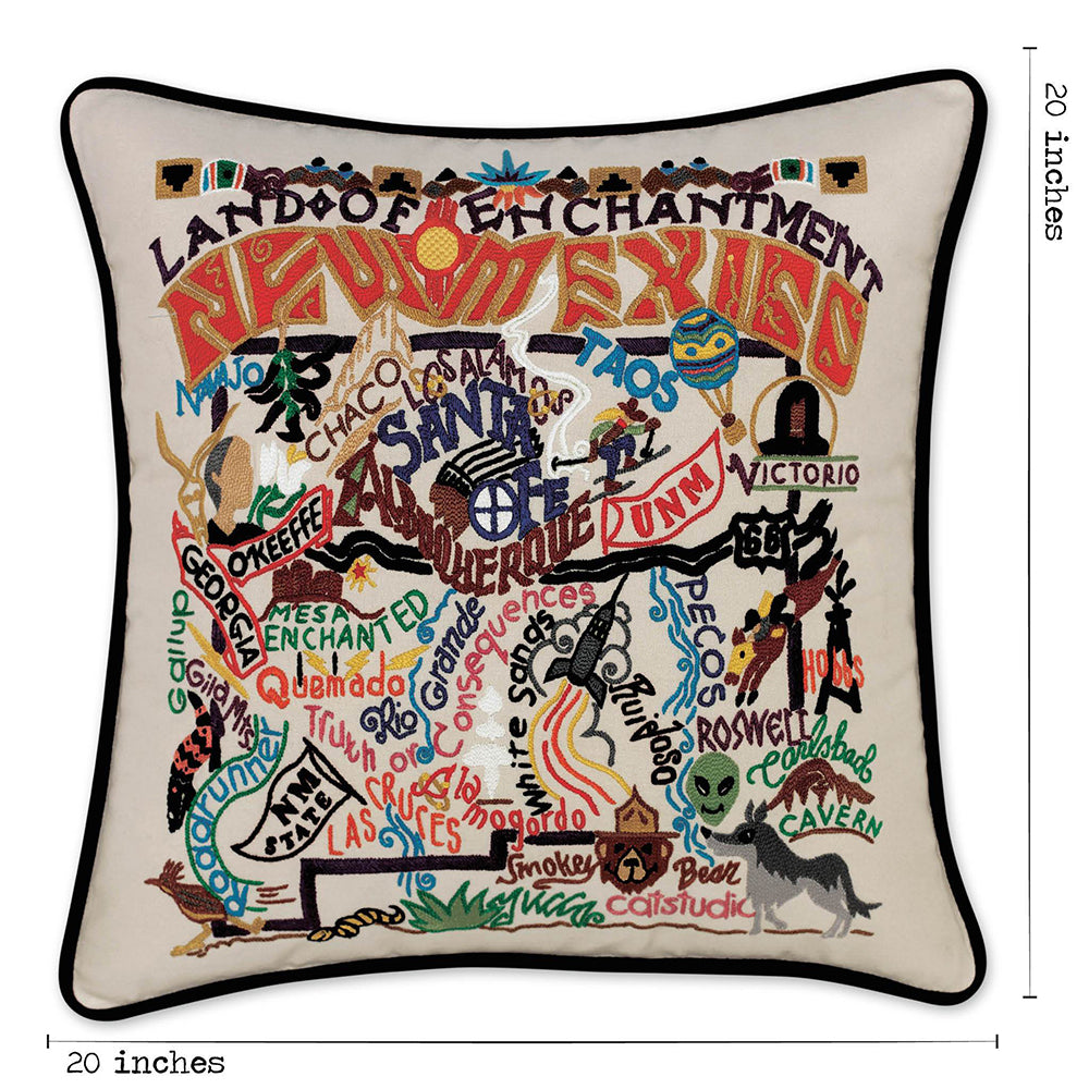 New Mexico Hand-Embroidered Pillow