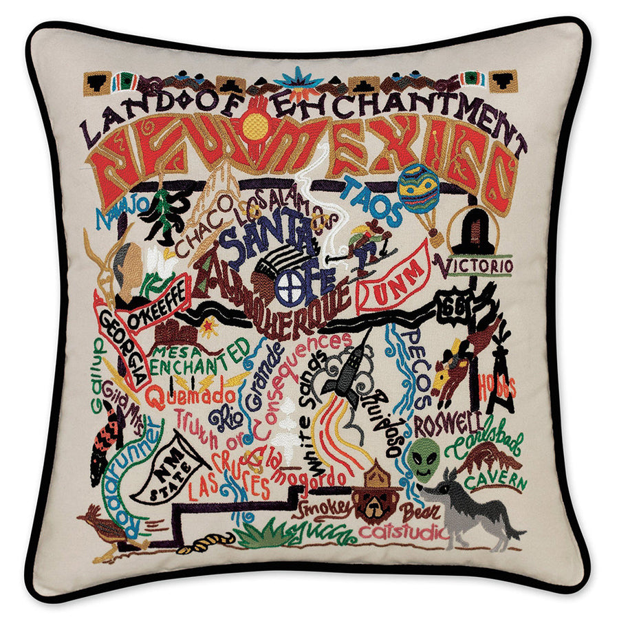 New Mexico Hand-Embroidered Pillow