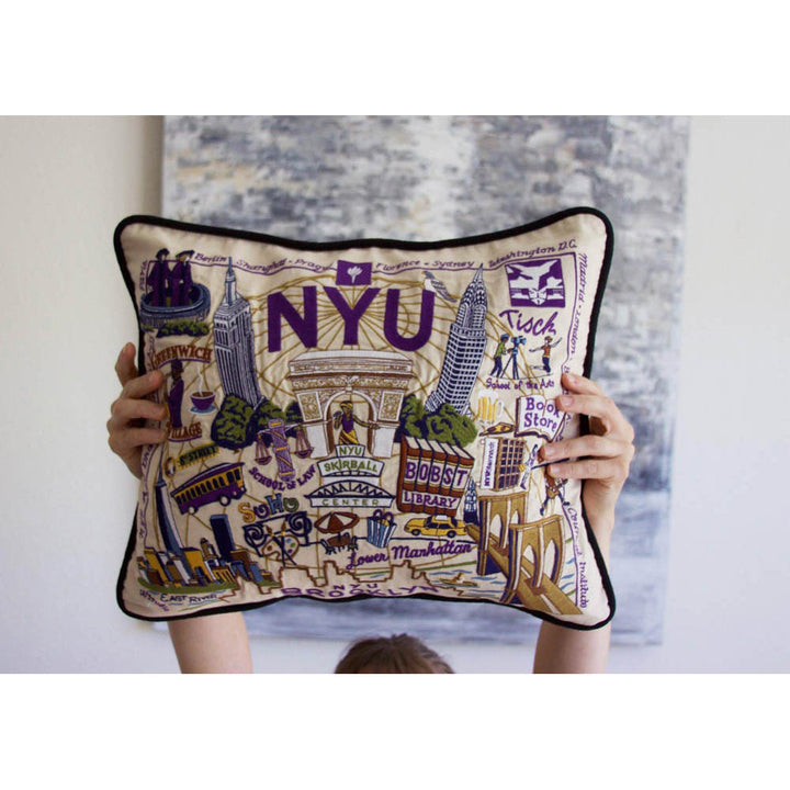 New York University (NYU) Collegiate Embroidered Pillow by CatStudio