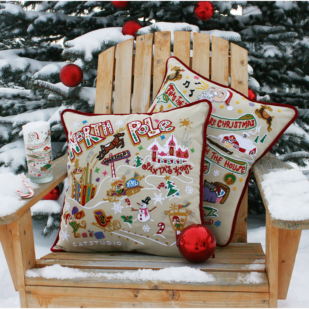 Night Before Christmas Hand-Embroidered Pillow