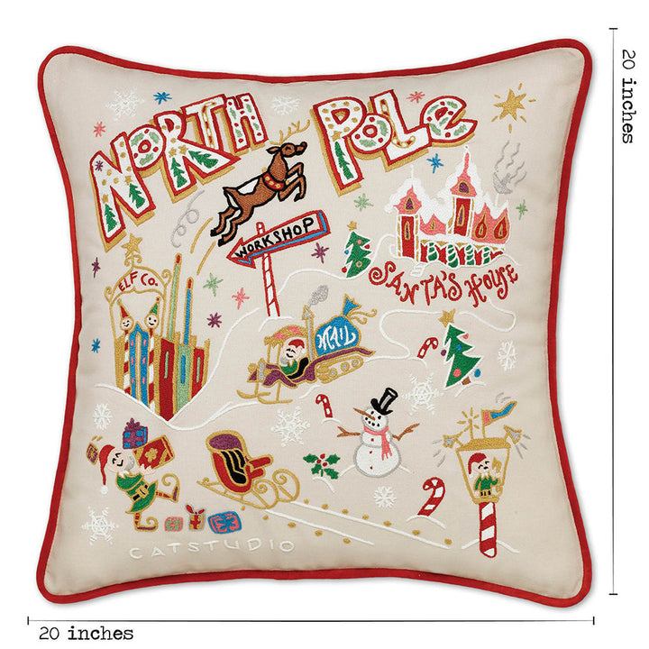 North Pole 1 Hand-Embroidered Pillow