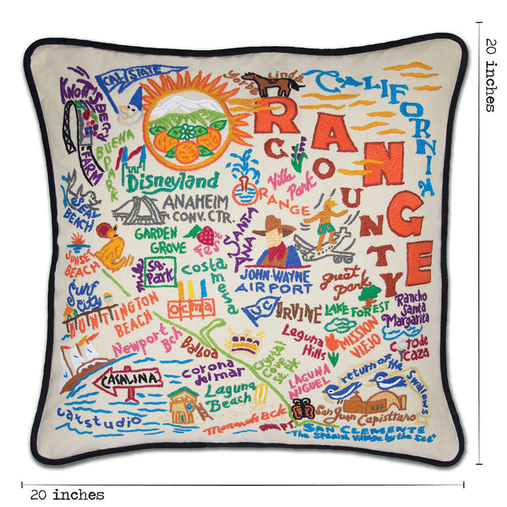 Orange County Hand-Embroidered Pillow