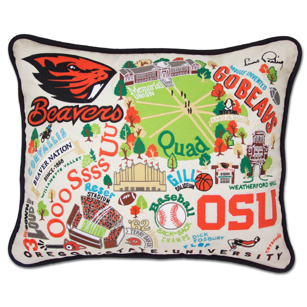 Oregon State University Collegiate Embroidered Pillow by CatStudio