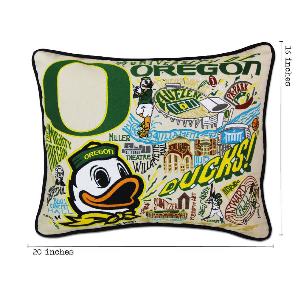 Oregon, University of Collegiate Embroidered Pillow by CatStudio