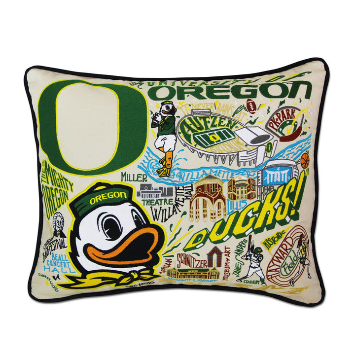 Oregon, University of Collegiate Embroidered Pillow by CatStudio