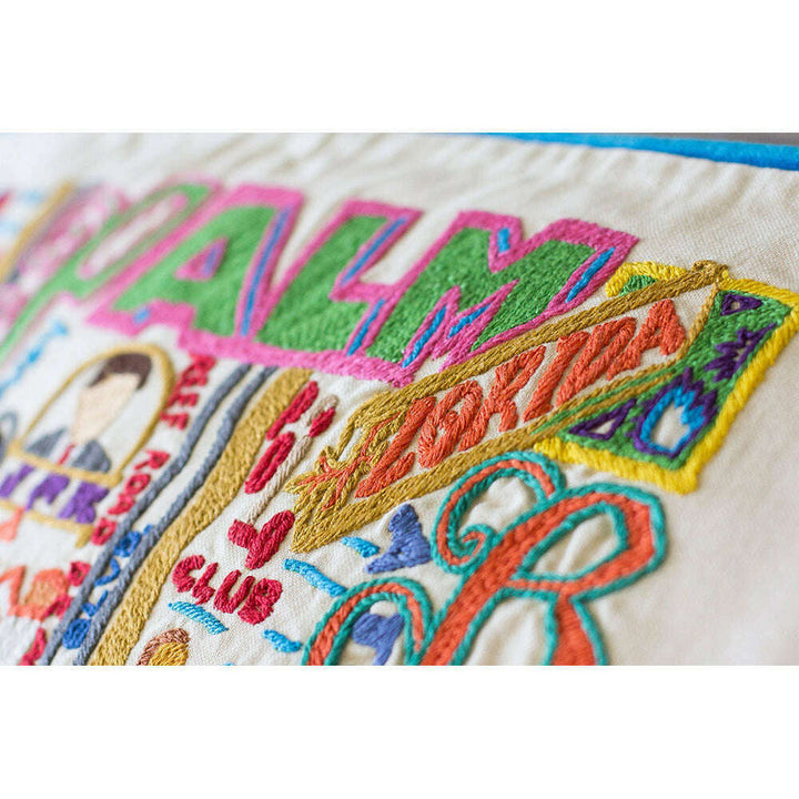 Palm Beach Hand-Embroidered Pillow