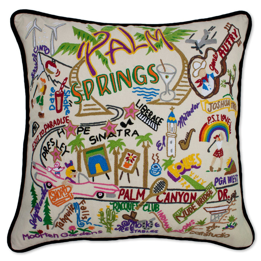 Palm Springs Hand-Embroidered Pillow