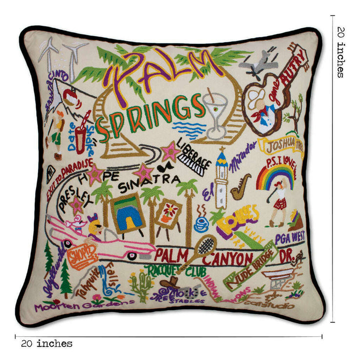 Palm Springs Hand-Embroidered Pillow