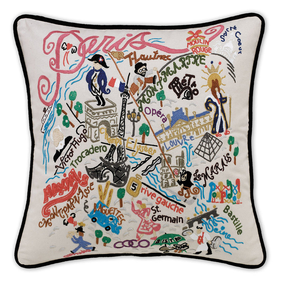 Paris Hand-Embroidered Pillow