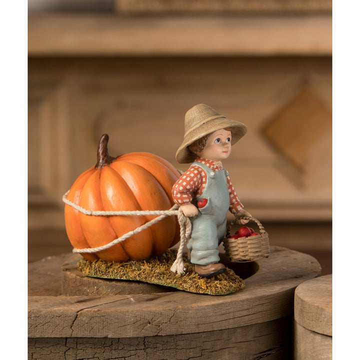 Paulie Pulling Pumpkin by Bethany Lowe image