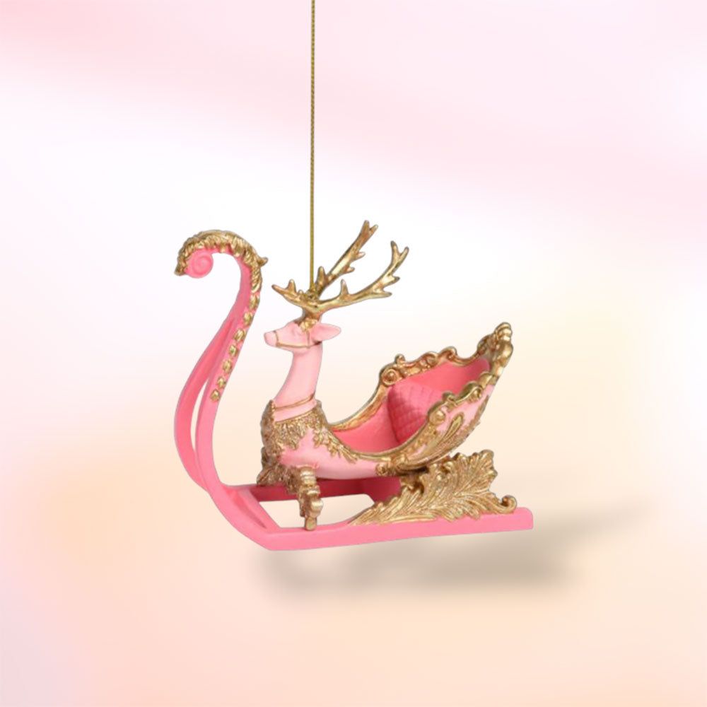 Pink Deer Sleigh Ornaments by December Diamonds image