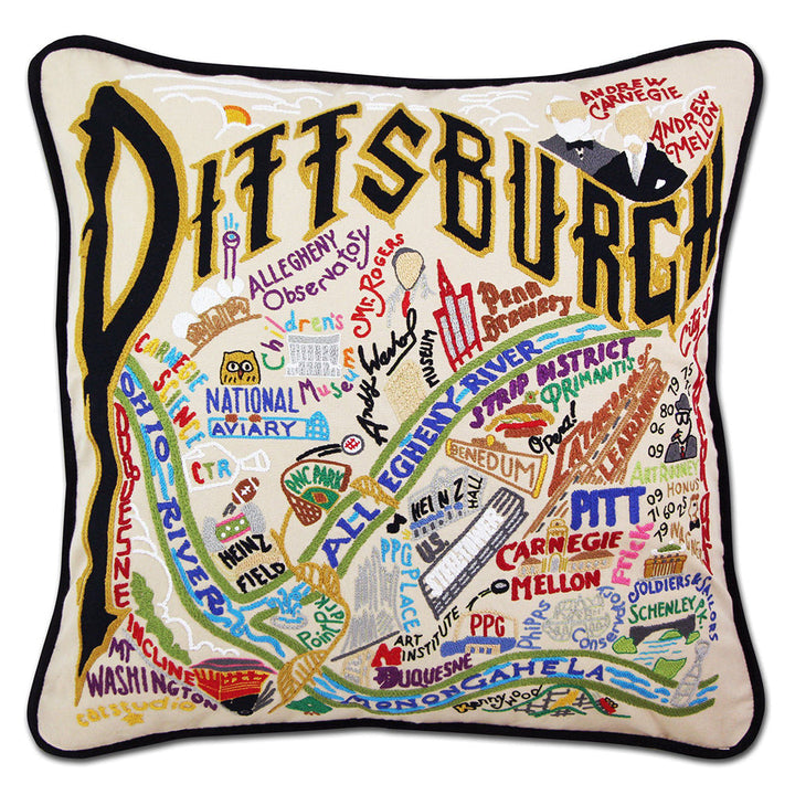 Pittsburgh Hand-Embroidered Pillow