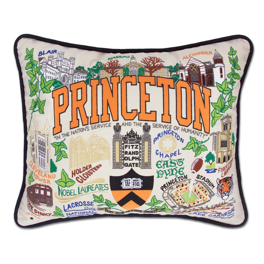 Princeton University Collegiate Embroidered Pillow by CatStudio