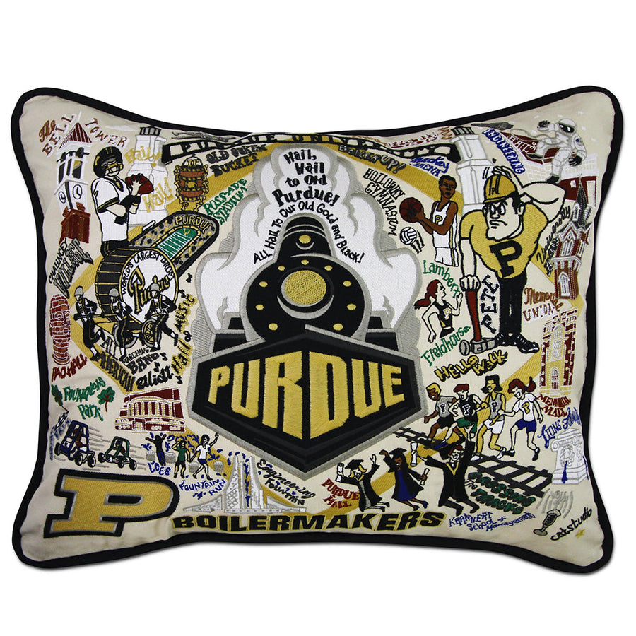 Purdue University Collegiate Hand-Embroidered Pillow