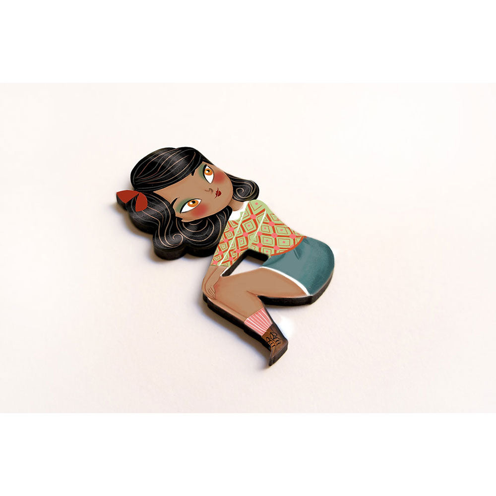 Puzzle with girl of African descent brooch by Laliblue