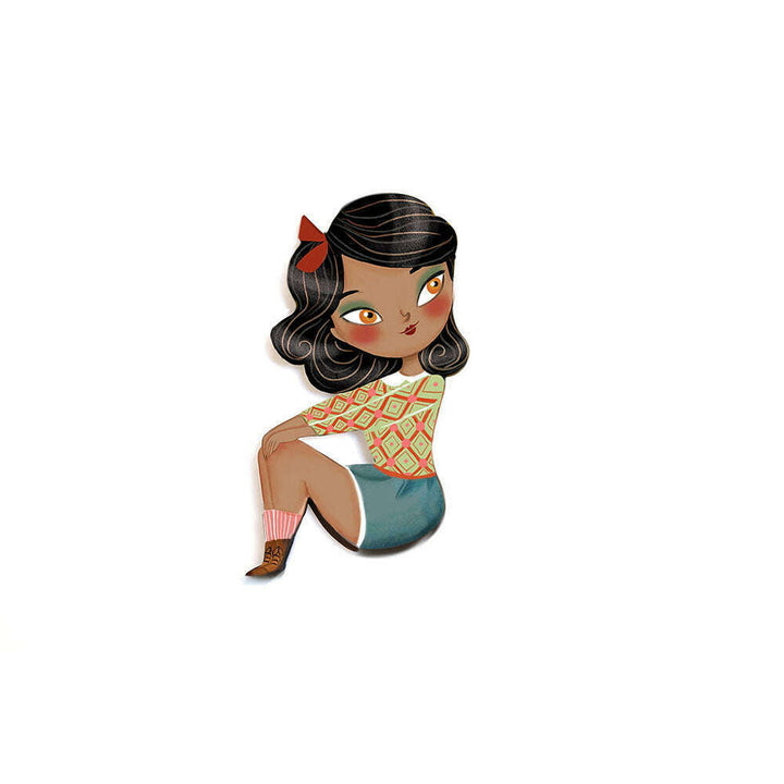 Puzzle with girl of African descent brooch by Laliblue