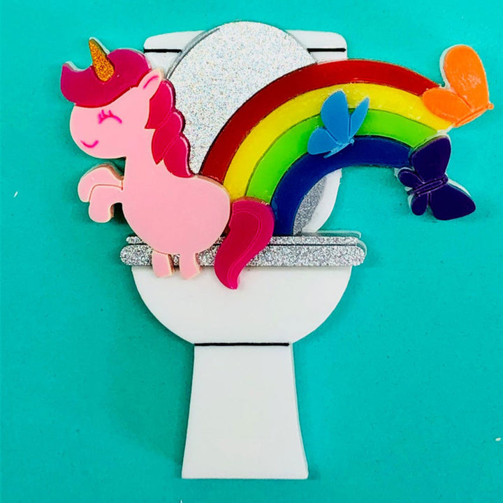 Rainbow Toilet Acrylic Brooch by Makokot Design