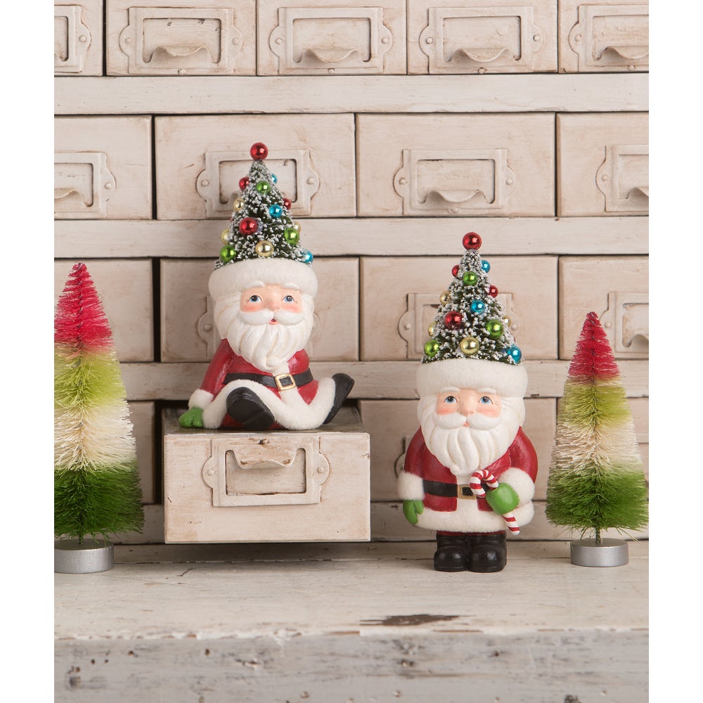 Retro Santa with Candy Cane and Tree Hat by Bethany Lowe