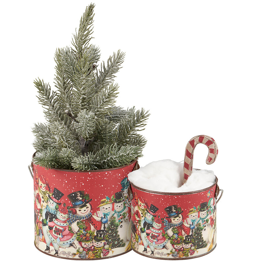 Retro Snowmen Bucket Set By Primitives by Kathy