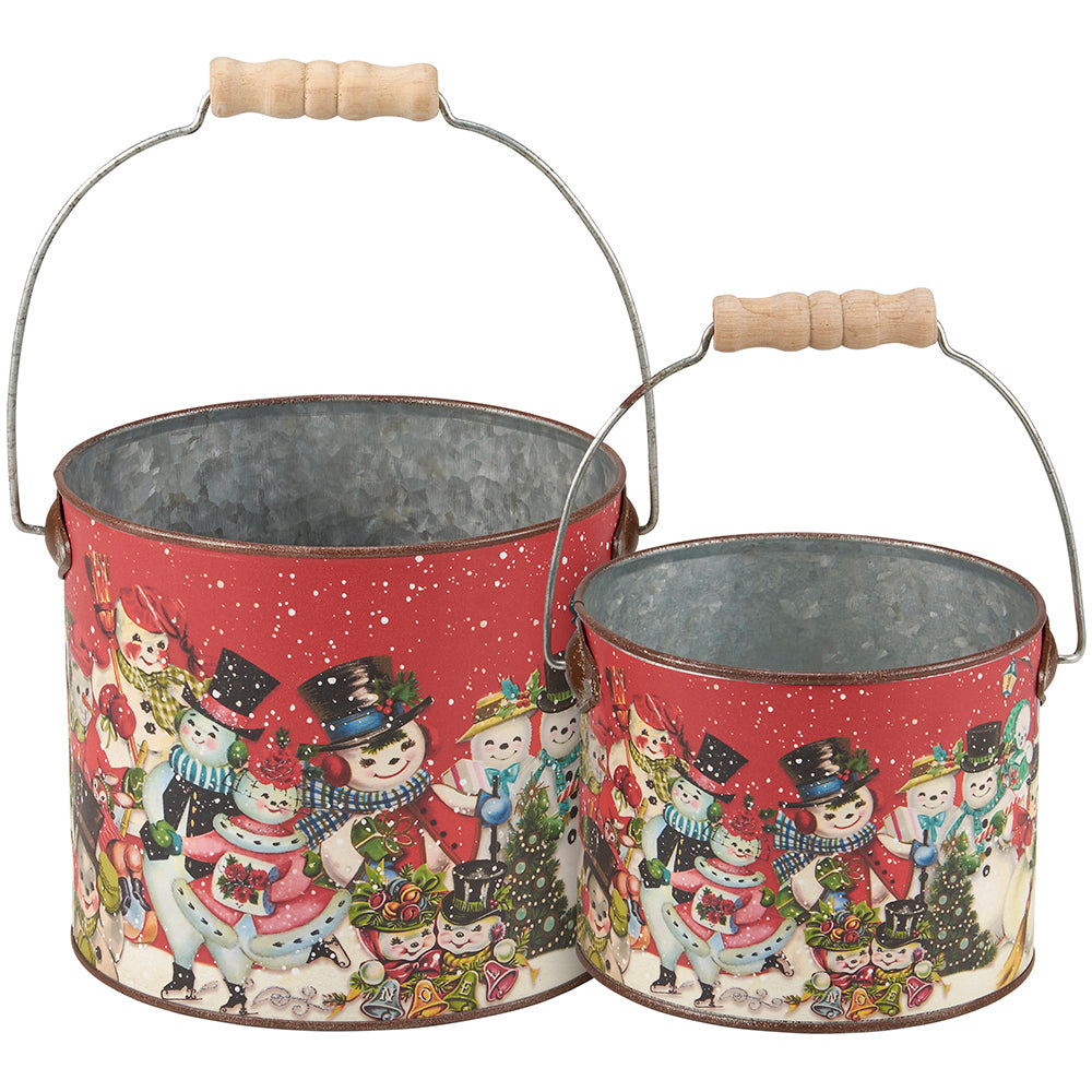 Retro Snowmen Bucket Set By Primitives by Kathy