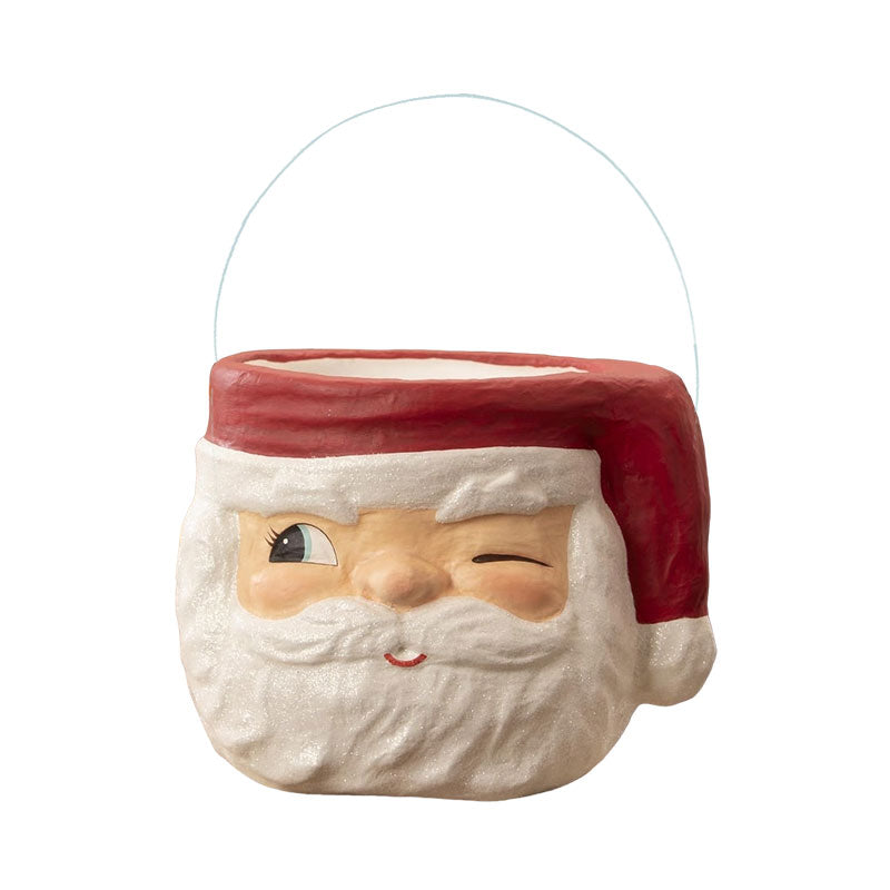 Retro Winking Santa Bucket by Bethany Lowe