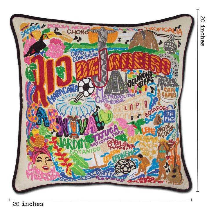 Rio De Janeiro Hand-Embroidered Pillow