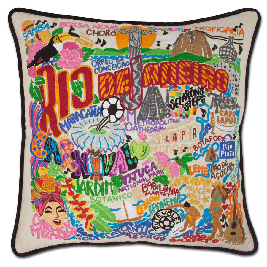 Rio De Janeiro Hand-Embroidered Pillow