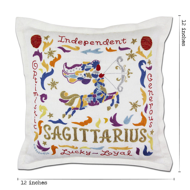 Sagittarius Astrology Hand-Embroidered Pillow by Cat Studio
