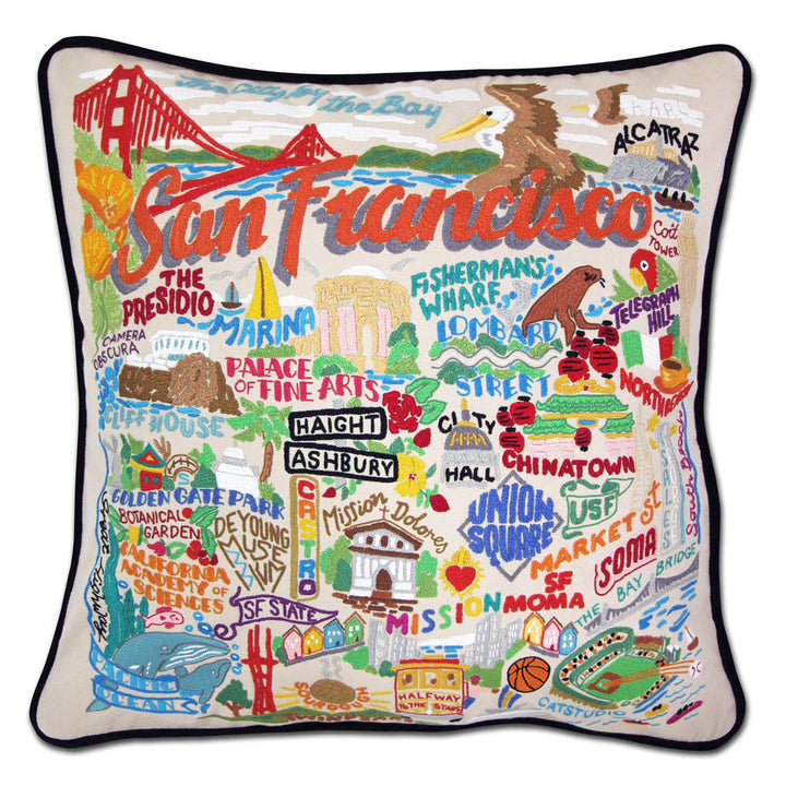 San Francisco City Hand-Embroidered Pillow by CatStudio