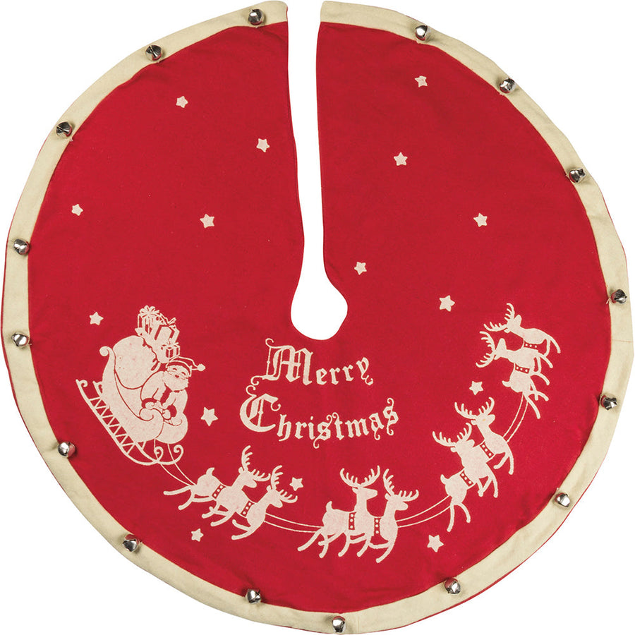 Santa And Sleigh Medium Vintage Tree Skirt By Primitives by Kathy