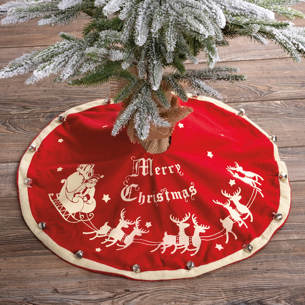 Santa And Sleigh Medium Vintage Tree Skirt By Primitives by Kathy