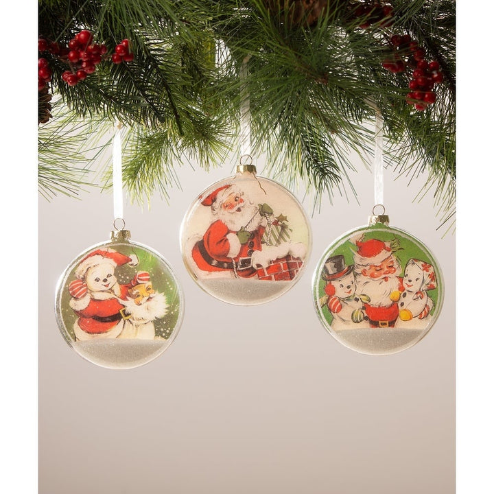 Santa Glass Disk Ornament by Bethany Lowe