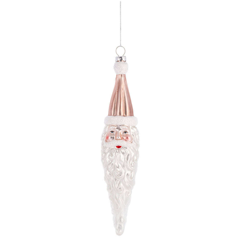 Santa Icicle Blown Glass Ornament RED – view 3