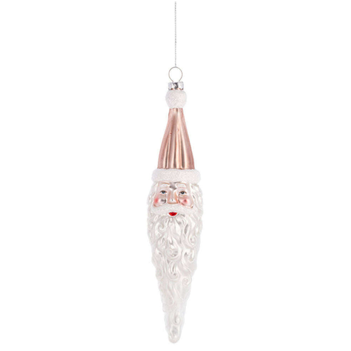 Santa Icicle Blown Glass Ornament RED – view 3