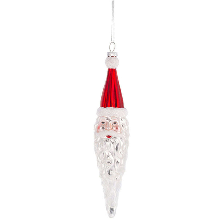 Santa Icicle Blown Glass Ornament RED – view 2