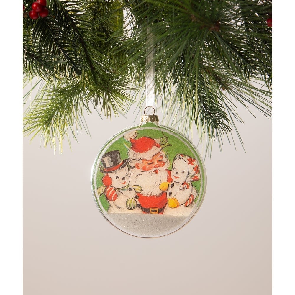 Santa with Snowmen Disk Ornament by Bethany Lowe