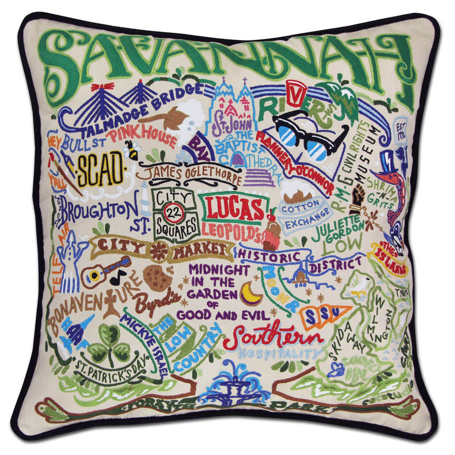 Savannah Hand-Embroidered Pillow by CatStudio