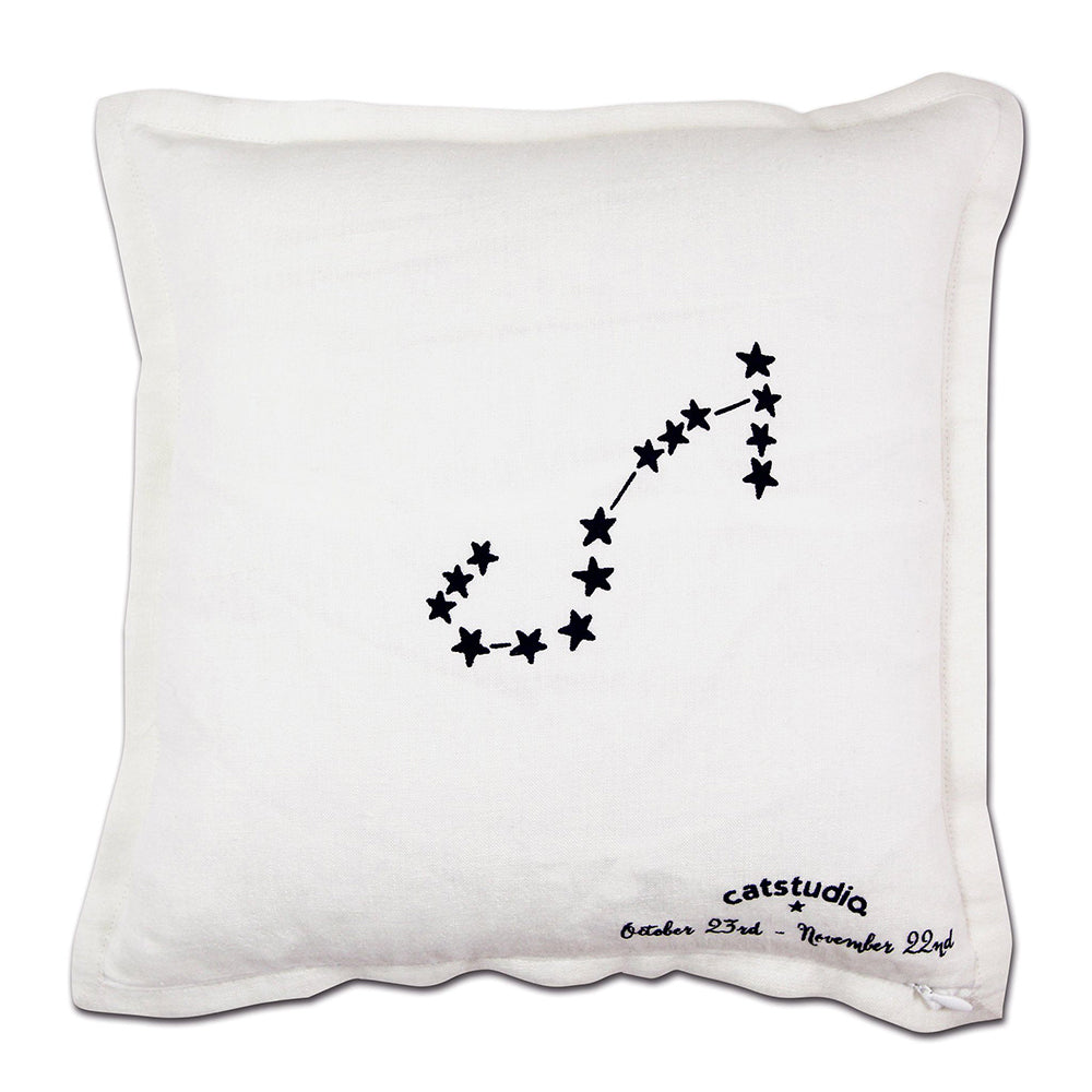 Scorpio Astrology Hand-Embroidered Pillow by Cat Studio